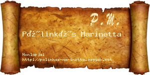 Pálinkás Marinetta névjegykártya